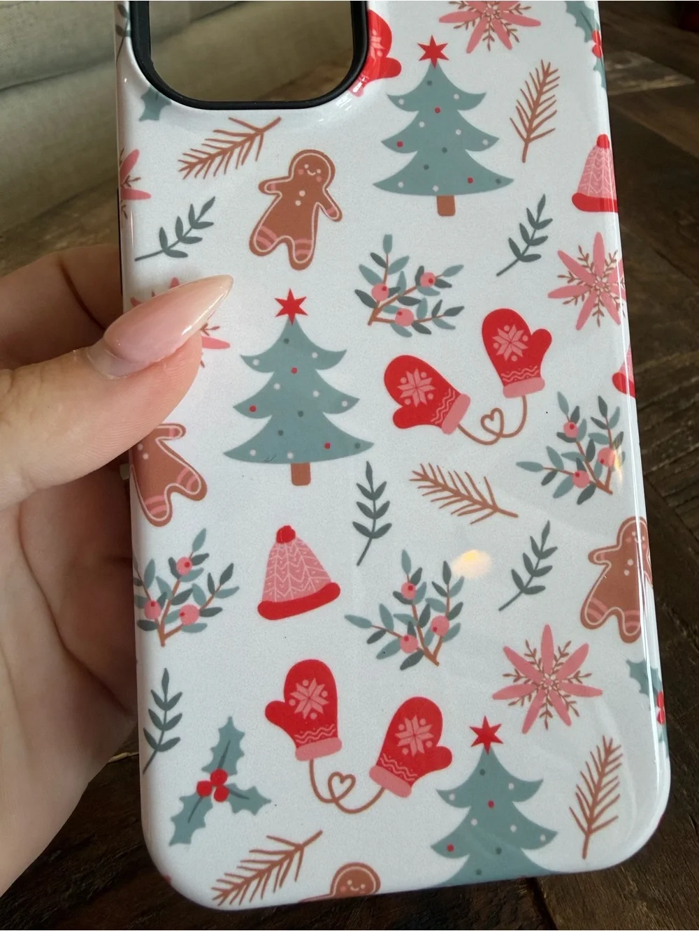 iphone 14 Christmas/Holiday White Phone Case with Red and Green Pattern